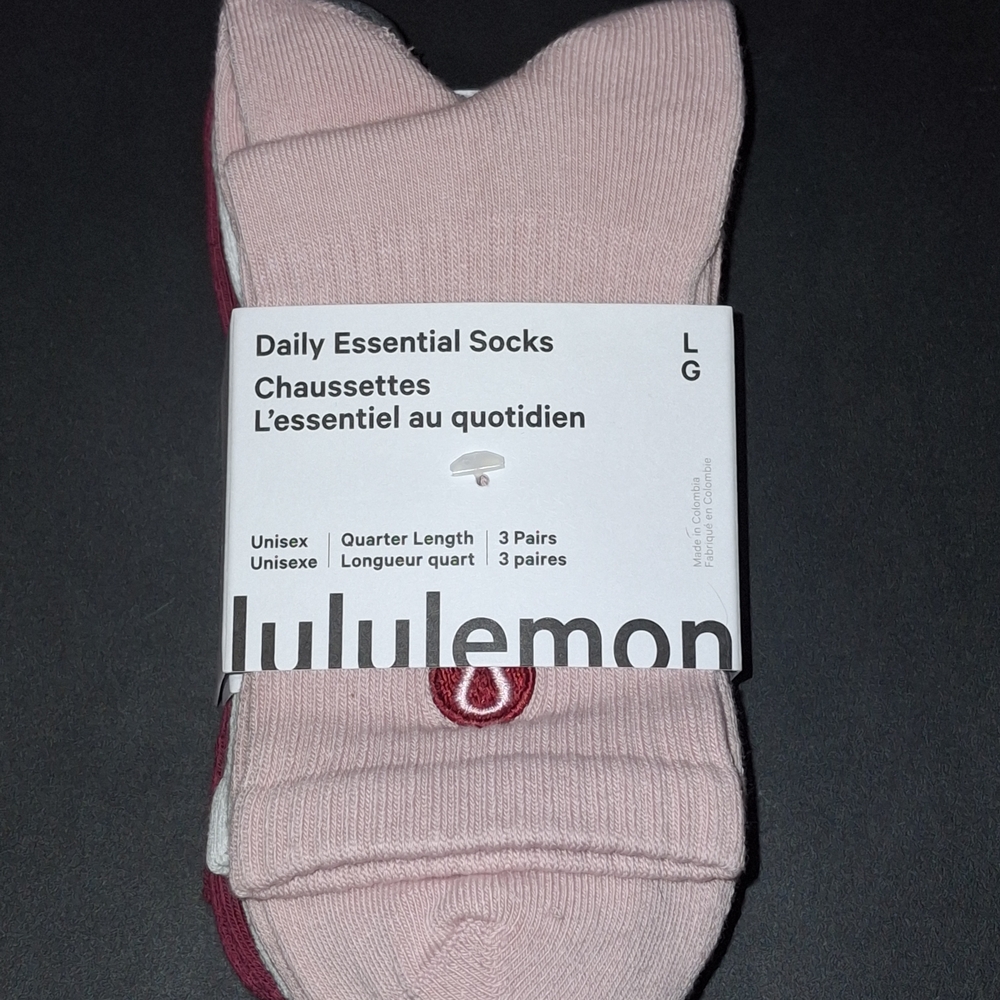 lululemon athletica Light Pink Daily Essential Socks - 3 Pack